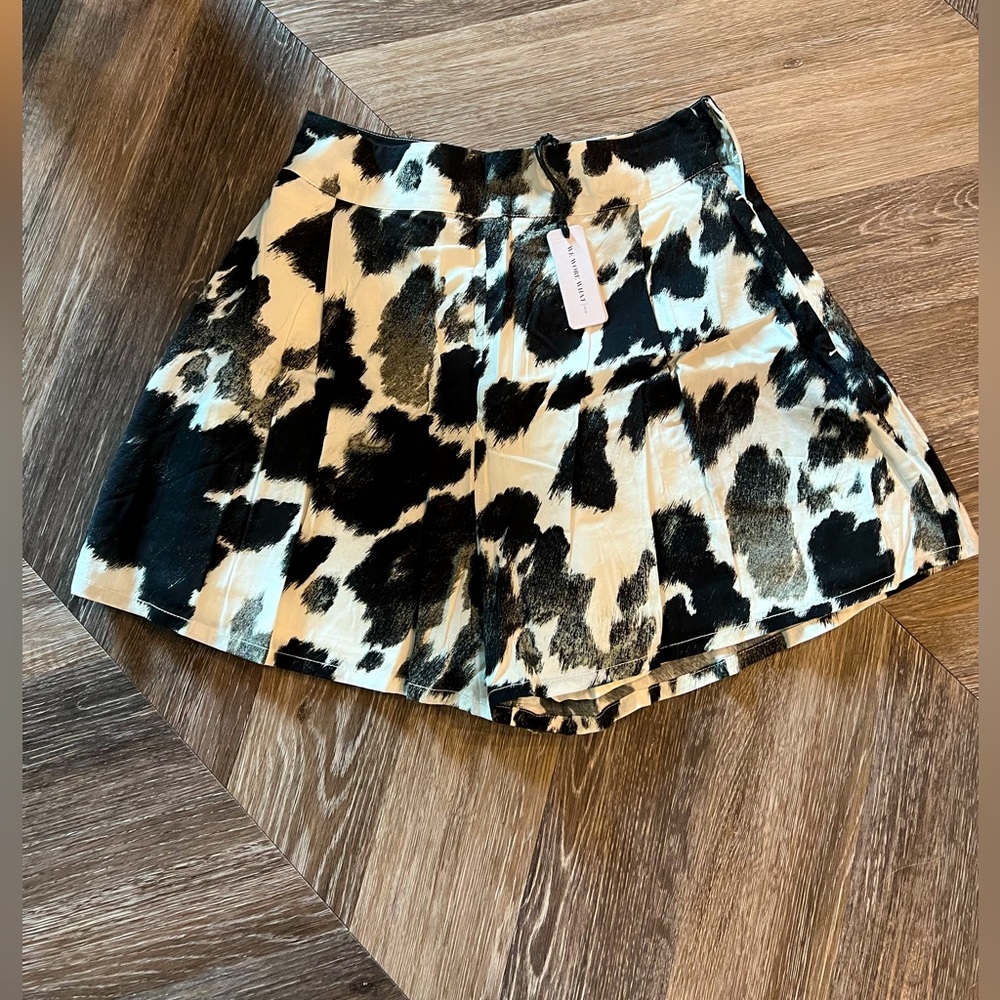 WeWoreWhat Black Cowhide Shorts